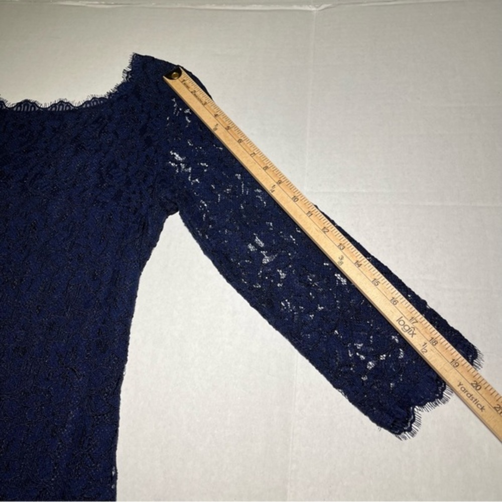 Diane Von Furstenberg Zarita Lace Midnight Blue Sheath Dress Size 10 - Picture 11 of 15